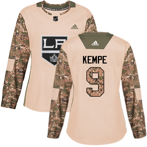 Adidas Los Angeles Kings #9 Adrian Kempe Camo Authentic 2017 Veterans Day Women's Stitched Jersey Womens