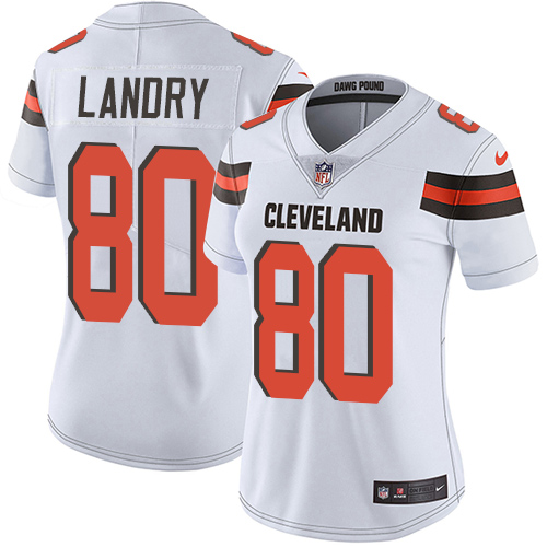 Browns #80 Jarvis Landry White Women's Stitched Vapor Untouchable Limited Jersey
