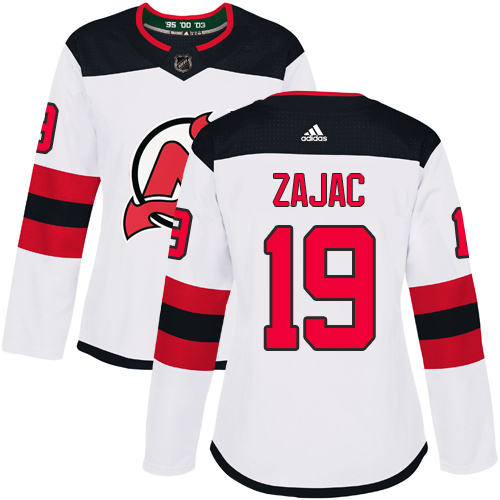 Adidas New Jersey Devils #19 Travis Zajac White Road Authentic Women's Stitched Jersey Womens
