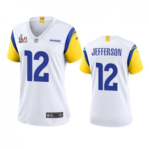 Los Angeles Los Angeles Rams #12 Van Jefferson Women's Super Bowl LVI Patch Alternate Game Jersey - White Womens
