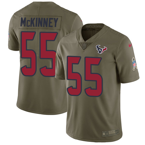 Houston Texans #55 Benardrick McKinney Olive Youth Stitched Limited 2017 Salute to Service Jersey Youth