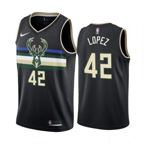 Milwaukee Bucks #42 Robin Lopez Black 2019-20 Statement Edition Jersey Mens