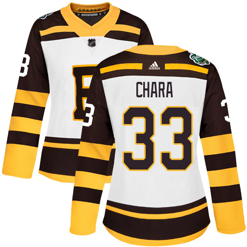 Adidas Boston Bruins #33 Zdeno Chara White Authentic 2019 Winter Classic Women's Stitched Jersey Womens