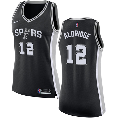 San Antonio Spurs #12 LaMarcus Aldridge Black Womens Swingman Icon Edition Jersey Womens