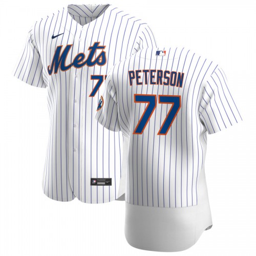 New York New York Mets #77 David Peterson Men's White Home 2020 Authentic Player Jersey Men's