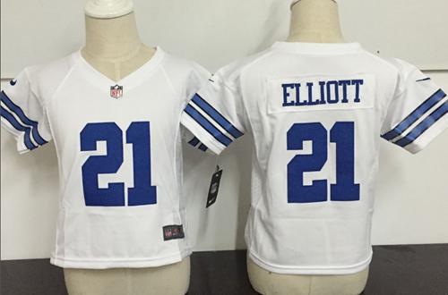 Toddler Cowboys #21 Ezekiel Elliott White Stitched Elite Jersey