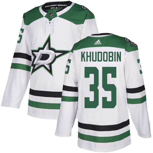 Adidas Dallas Stars #35 Anton Khudobin White Road Authentic Stitched Jersey Men's