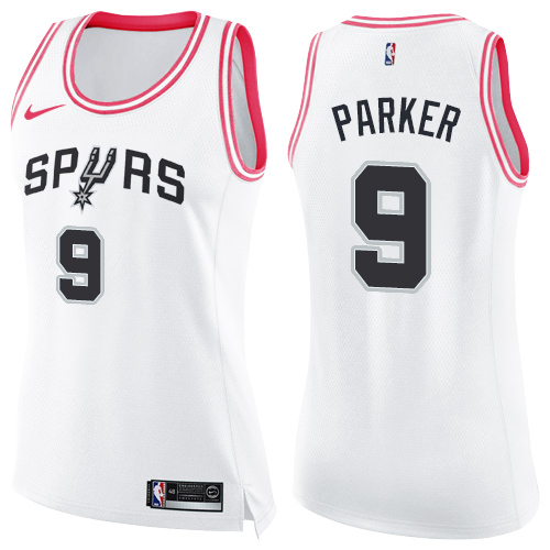 San Antonio Spurs #9 Tony Parker White/Pink Womens Swingman Fashion Jersey Womens