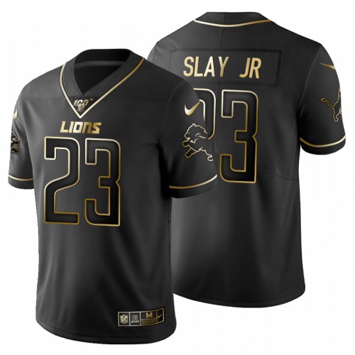 Detroit Detroit Lions #23 Darius Slay Jr Men's Black Golden Limited 100 Jersey Men's