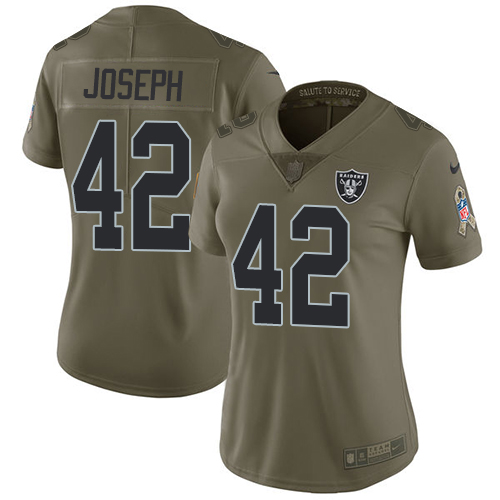 Las Vegas Raiders #42 Karl Joseph Olive Women's Stitched Limited 2017 Salute to Service Jersey Womens