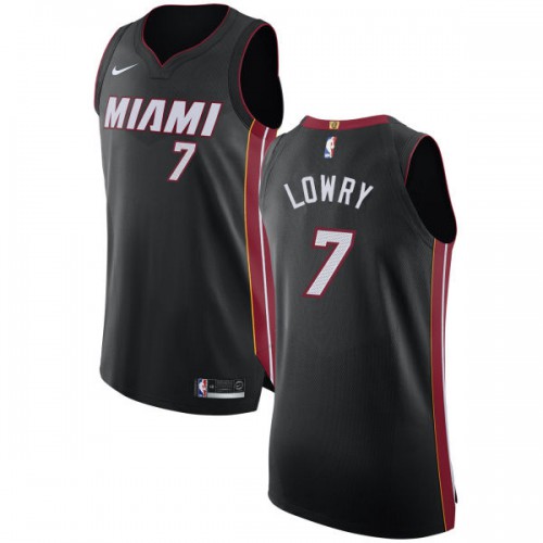 Miami Heat #7 Kyle Lowry Black Authentic Icon Edition Jersey Mens