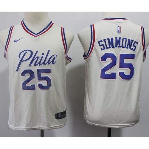 Philadelphia 76ers #25 Ben Simmons Cream Youth Swingman City Edition Jersey Youth