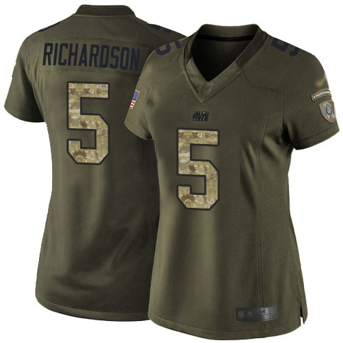 Colts #5 Anthony Richardson Green Women's Stitched Limited 2015 Salute To Service Jersey