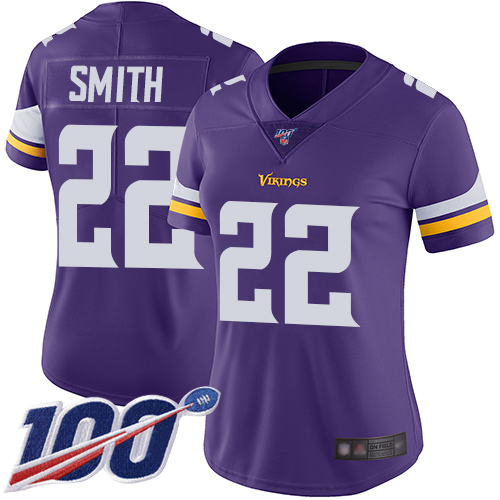 Vikings #22 Harrison Smith Purple Team Color Women's Stitched 100th Season Vapor Limited Jersey