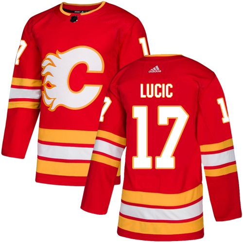 Adidas Calgary Flames #17 Milan Lucic Red Alternate Authentic Stitched Jersey Men's