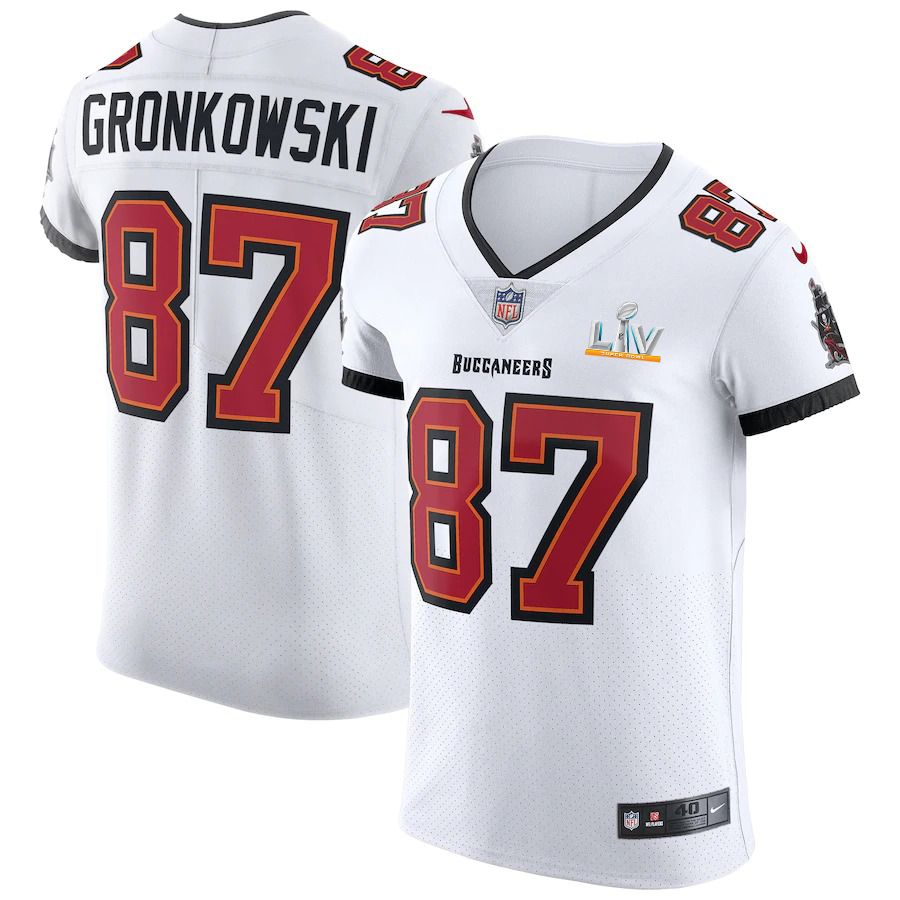Tampa Bay Buccaneers #87 Rob Gronkowski Men's Super Bowl LV Bound White Vapor Elite Jersey