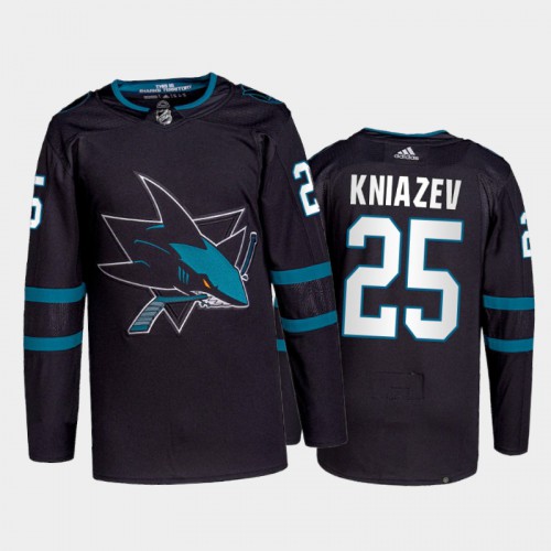Adidas San Jose Sharks #25 Artemi Kniazev Men's 2021-22 Alternate Authentic Jersey - Black Men's