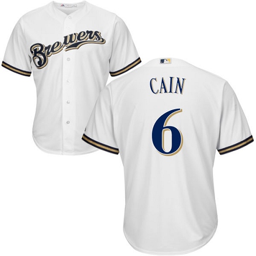 Milwaukee Brewers #6 Lorenzo Cain White Cool Base Stitched Youth Jersey Youth