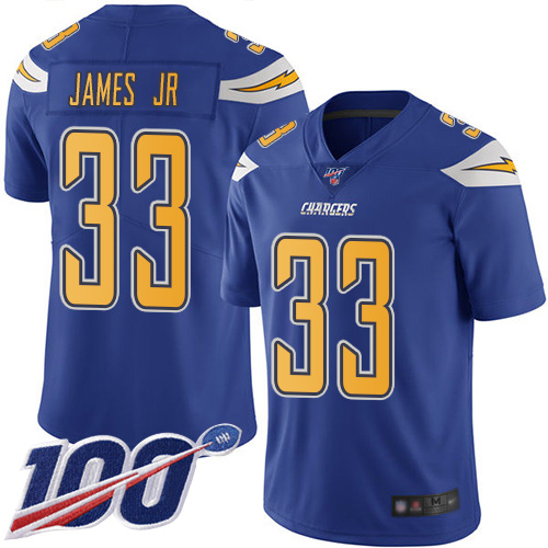 Chargers #33 Derwin James Jr Electric Blue Men's Stitched Limited Rush 100th Season Jersey