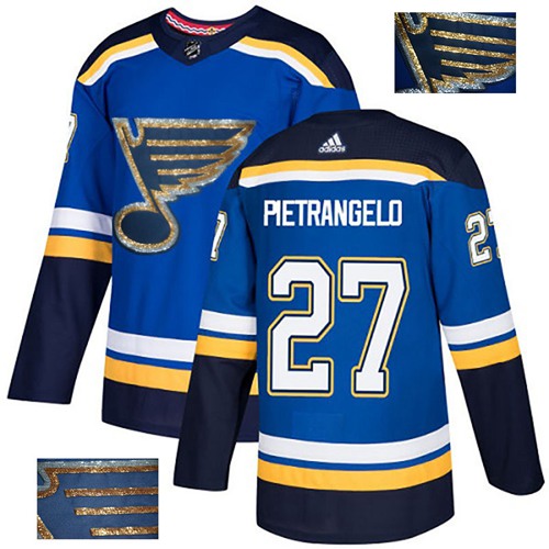 Adidas St. Louis Blues #27 Alex Pietrangelo Blue Home Authentic Fashion Gold Stitched Jersey Men's