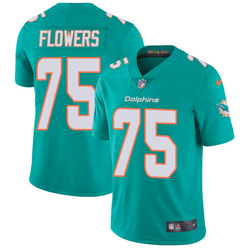 Miami Dolphins #75 Ereck Flowers Aqua Green Team Color Youth Stitched Vapor Untouchable Limited Jersey Youth