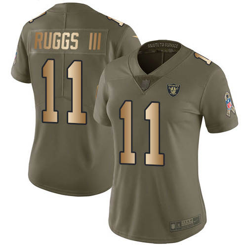 Las Vegas Raiders #11 Henry Ruggs III Olive/Gold Women's Stitched Limited 2017 Salute To Service Jersey Womens