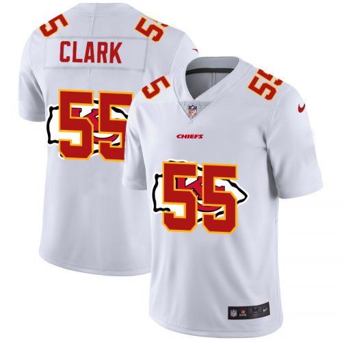 Kansas City Kansas City Chiefs #55 Frank Clark White Men's Team Logo Dual Overlap Limited Jersey Men's