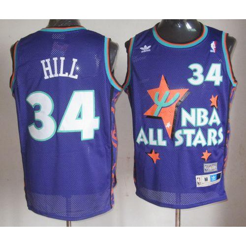 Cleveland Cavaliers #34 Tyrone Hill Purple 1995 All-Star Throwback Stitched Jersey Mens