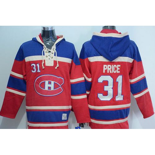 Montreal Canadiens #31 Carey Price Red Sawyer Hooded Sweatshirt Stitched Jersey Men's