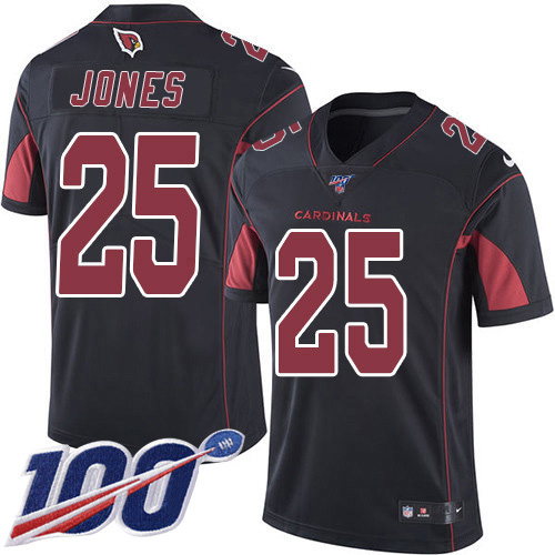 Arizona Cardinals #25 Chris Jones Black Men's Stitched Limited Rush 100th Season Jersey Men's