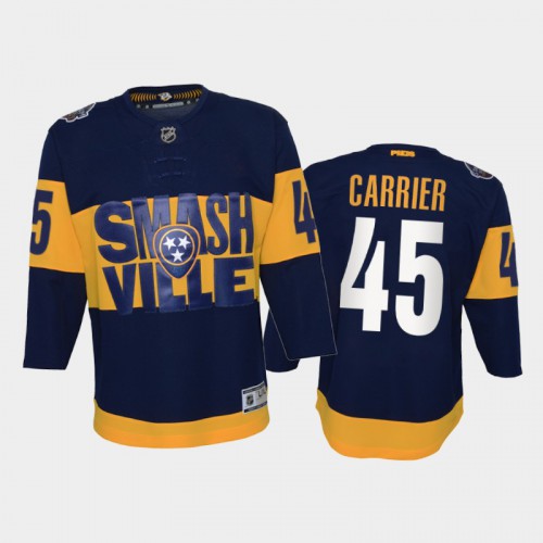 Adidas Nashville Predators #45 Alexandre Carrier Youth 2022 Stadium Series Game Jersey - Navy Youth