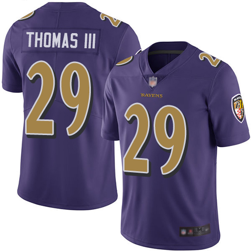 Baltimore Ravens #29 Earl Thomas III Purple Youth Stitched Limited Rush Jersey Youth