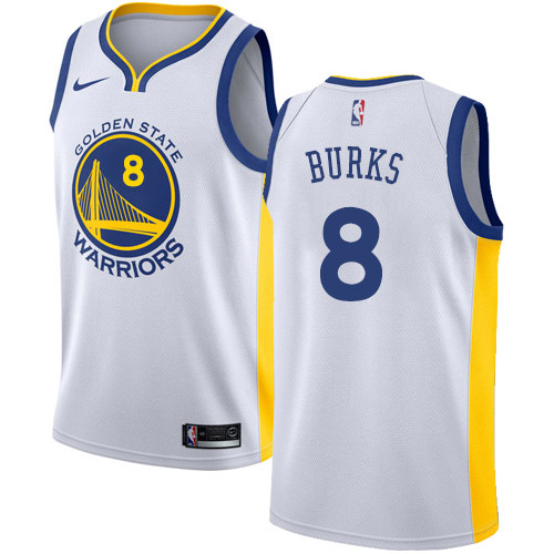 Golden State Warriors #8 Alec Burks White Swingman Association Edition Jersey Mens