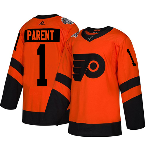 Adidas Philadelphia Flyers #1 Bernie Parent Orange Authentic 2019 Stadium Series Stitched Jersey Men's