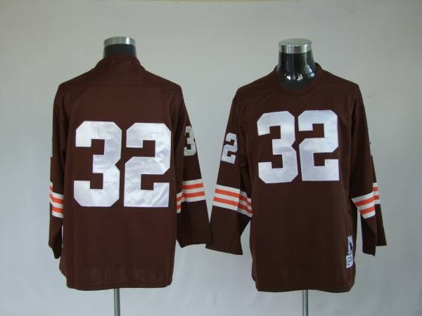 Mitchell & Ness Browns #32 Jim Brown Brown Stitched Throwback Jersey