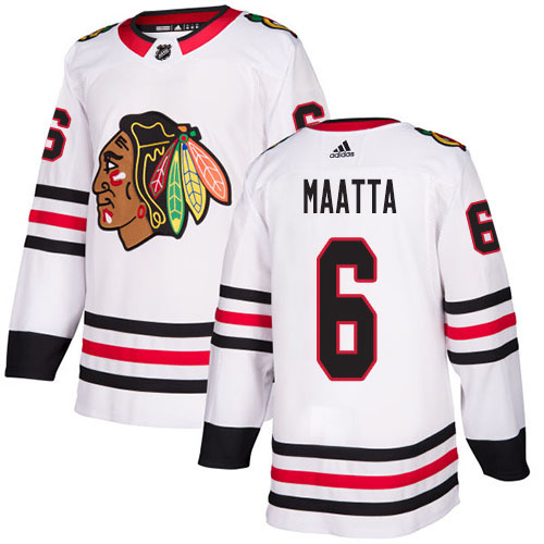 Adidas Chicago Blackhawks #6 Olli Maatta White Road Authentic Stitched Youth Jersey Youth