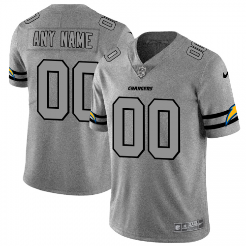 Los Angeles Chargers Custom Men's Gray Gridiron II Vapor Untouchable Limited Jersey