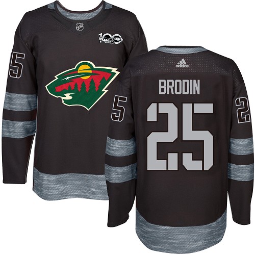 Adidas Minnesota Wild #25 Jonas Brodin Black 1917-2017 100th Anniversary Stitched Jersey Men's