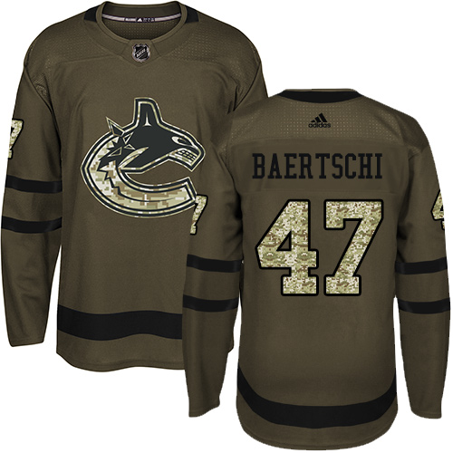 Adidas Vancouver Canucks #47 Sven Baertschi Green Salute to Service Youth Stitched Jersey Youth