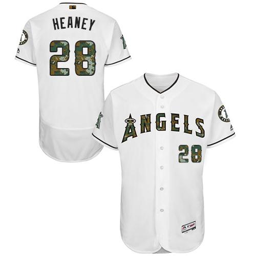 Los Angeles Angels of Anaheim #28 Andrew Heaney White Flexbase Authentic Collection Memorial Day Stitched Jersey Men's