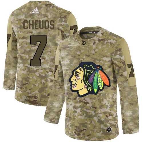 Adidas Chicago Blackhawks #7 Chris Chelios Camo Authentic Stitched Jersey Men's