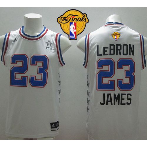 Cleveland Cavaliers #23 LeBron James White 2015 All-Star The Finals Patch Stitched Jersey Mens