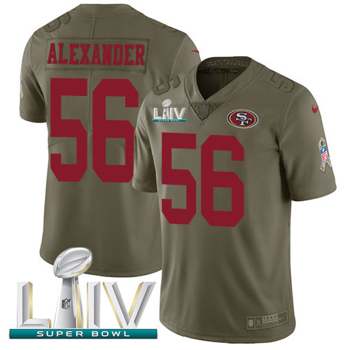San Francisco 49ers #56 Kwon Alexander Olive Super Bowl LIV 2020 Men's Stitched Limited 2017 Salute To Service Jersey Men's