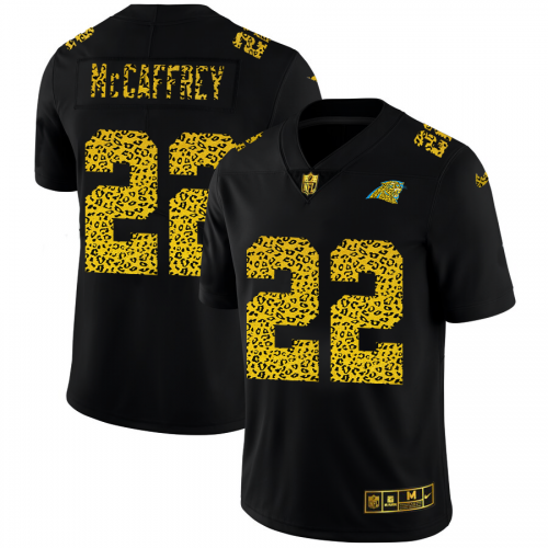 Carolina Carolina Panthers #22 Christian McCaffrey Men's Leopard Print Fashion Vapor Limited Jersey Black Men's