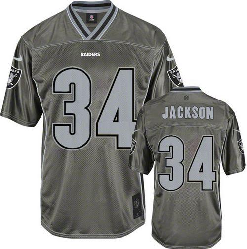 Raiders #34 Bo Jackson Grey Youth Stitched Elite Vapor Jersey