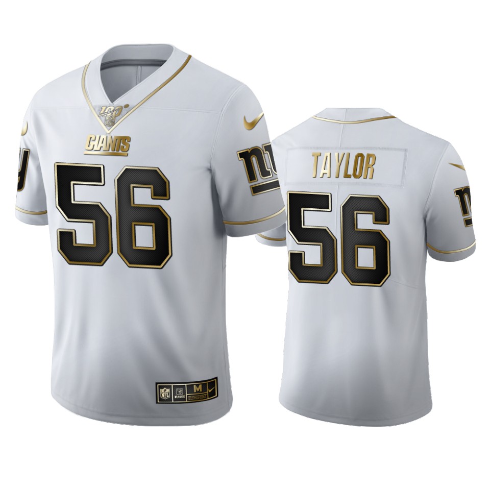 New York Giants #56 Lawrence Taylor Men's White Golden Edition Vapor Limited 100 Jersey