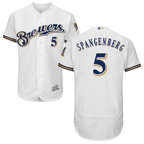 Milwaukee Brewers #5 Cory Spangenberg White Flexbase Authentic Collection Stitched Jersey Men's