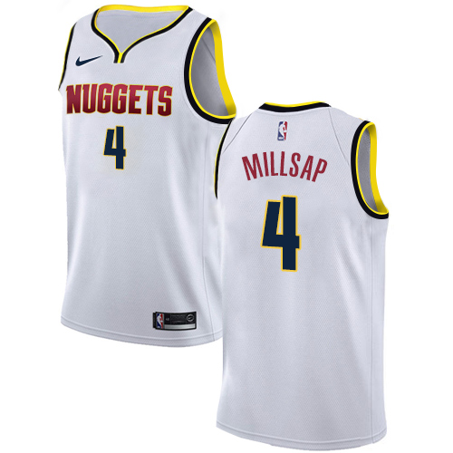 Denver Nuggets #4 Paul Millsap White Swingman Association Edition Jersey Mens