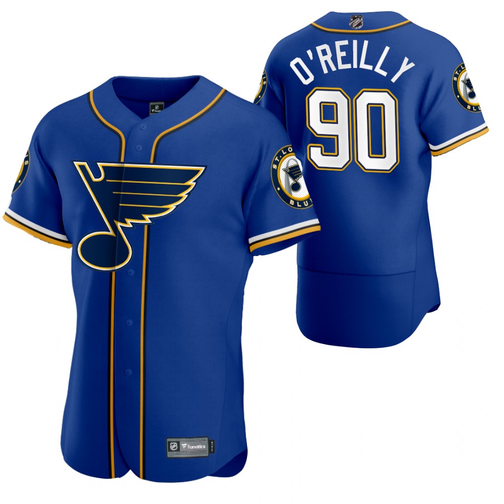 St. Louis Blues #90 Ryan O'Reilly Men's 2020 X Crossover Edition Baseball Jersey Blue