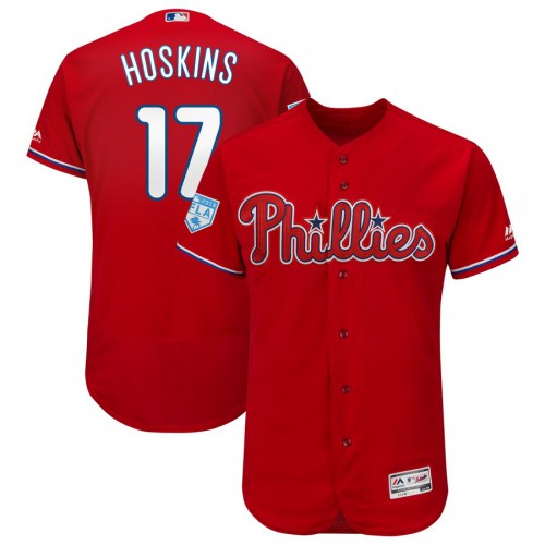 Philadelphia Phillies #17 Rhys Hoskins Red 2019 Spring Training Flex Base Stitched Jersey Men's